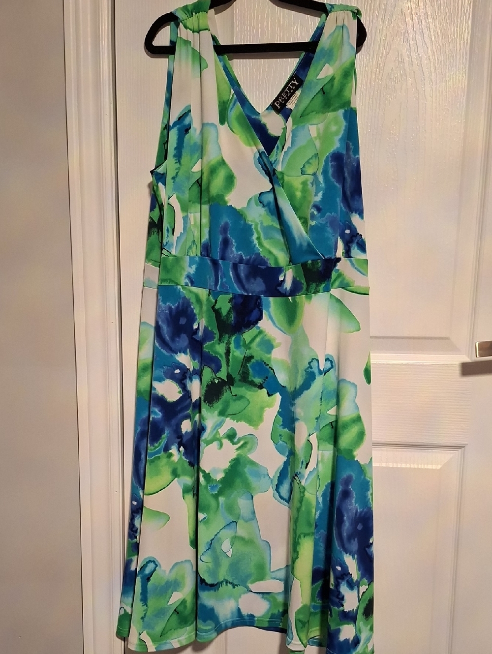 Sperry Blue and Green Floral Wrap-Style Midi Dress